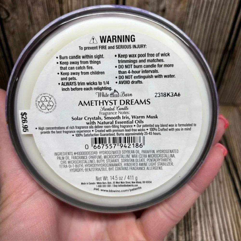 Bath & Body Works Amethyst Dreams Candle 3 Wick 14.5 Oz - Picture 3 of 3